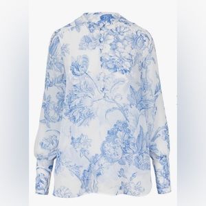 Women's 8 Oscar De La Renta Toile Silk tunic Blouse Button Details